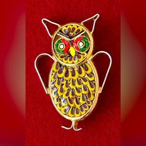 Vintage Italian Millefiori Owl Brooch
